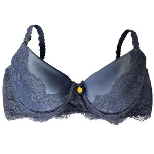 Versace 1969 Navy Satin & Lace Bra Size 36D NWOT